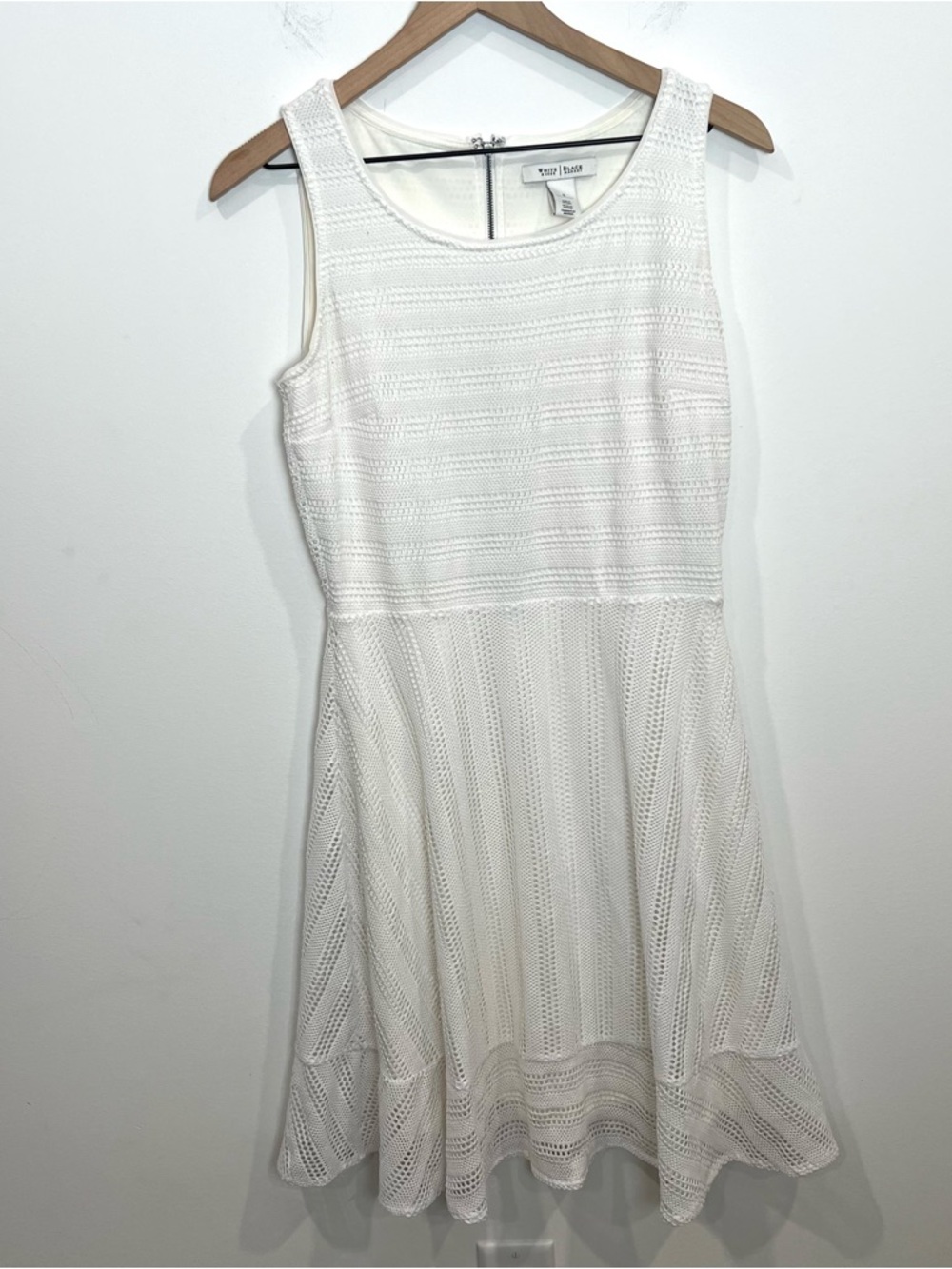White Crochet Fit & Flare Dress by White House Black Market